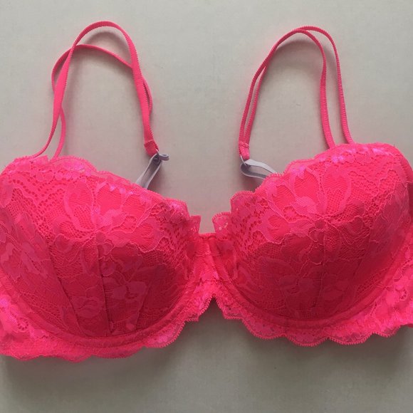 Victoria's Secret Pink Push-up Bra, Barbie Hot Pink, Holiday, Lace, Push-up - Picture 1 of 5